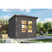 Karibu Tuinhuis, Hybride model, Metaal, Pluto 3, terrasgrijs, metaal/alu, 240x240x219 cm