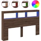 vidaXL Hoofdbordkast met LED-verlichting 160x17x102 cm bruin eiken