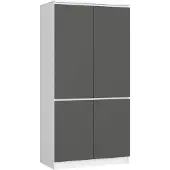 Akord Kledingkast S90 met 4 Deuren / Furniture Factory / Wit - Grafietgrijs / Moderne / 180x90x51 cm