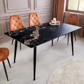 Invicta Eettafel MILANO 140cm aurora oro ceramic zwart goud zand