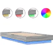 vidaXL Bedframe met LED-verlichting grijs sonoma eikenkleur 90x200 cm