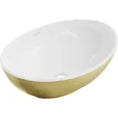 Mexen Elza opbouwwastafel 40 x 33 cm, wit/goud lijnpatroon - 21014017