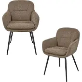 Woood Runa Eetkamerstoelen - Polyester - Donker Zand - Set van 2