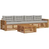 vidaXL Buiten bank set 5 st Natuurlijk en Licht Grijs