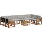 vidaXL Buiten bank set 11 st Naturel en lichtgrijs