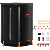 OEM VEVOR Opvouwbare Regenwateropslag, 100 gallon/380 liter, draagbare wateropslag, PVC-regenwateropslag met tappunten en overloop, waterreservoir voor het opvangen van regenwater in de tuin