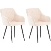 CLP Set van 2 eetkamerstoelen Shila, beige. Materiaal: fluweel