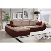 Fun-Möbel Eckbank KLEO met slaapfunctie, bruin-beige, met ottoman aan de linkerkant