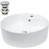 LuxeBath Wastafel 455x185 mm van keramiek incl. afvoerset met overloop