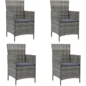 Prolenta Maison Exclusive - Tuinstoelen met kussens, 4 stuks, polyrotan, grijs