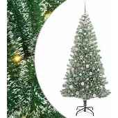 Syfax Kunstmatige Kerstboom Sneeuw Gevlochten met LED Licht 210 cm