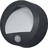 Osram buitenwandlamp, donkergrijs, 1,7 W, 70 lm, 3000 K, 50° lichtbundelhoek, IP44, batterij, USB-C laadtijd 5,5 uur, 25.000 uur levensduur