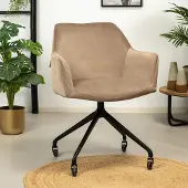 Bronx Eetkamerstoel met wieltjes Quinn taupe velvet