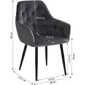 Homestyle4u Set van 2 gestoffeerde stoelen, fluweel, grijs. Eetkamerstoelen, gestoffeerde fauteuil, fauteuil, armleunstoelen