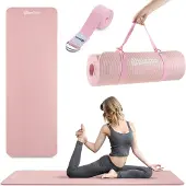 HyperMotion Yoga Fitness Mat NBR 1,5cm Gymnastiekriem Dikte Dim 183x61cm Roze