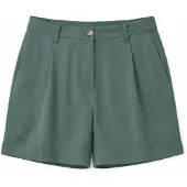 Mazine - Women's Pleated Viscose Shorts - Short S, olijfgroen