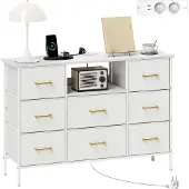 HOMCOM Stoffen Dressoir Polyester, Staal 110L x 30B x 76H cm Crèmewit