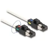 DeLOCK netwerkkabel, RJ45-connector naar RJ45-connector, Cat.6A, S/FTP, met draaibare kleurmarkering, 2 meter, wit, 2 meter, Cat6a, S/FTP (S-STP), RJ-45, RJ-45, wit