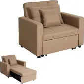 Mendler Slaapstoel -L90, klapstoel slaapbank logeerbed relaxstoel, ligoppervlak 197x103cm stof/textiel ~ taupe