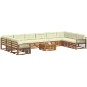 vidaXL Sofa-Sets 11 st Natuurlijk en Crème Massief Acacia Hout