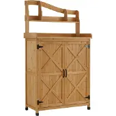 Markenlos Weerbestendige houten tuintafel met plantenbak, geschikt voor tuin en balkon