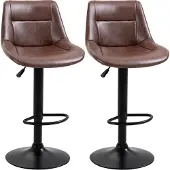 HOMCOM barkruk - kunstleer - staal - 46,5L x 50B x 88-108H cm - bruin