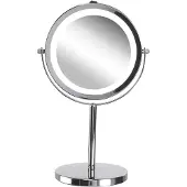 Beliani Make-up spiegels, Cosmeticaspiegel zilver met LED verlichting ø 20 cm VERDUN