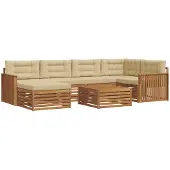 vidaXL Buiten bank set 7 st Natuurlijk en Beige