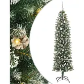 Syfax Kunstmatige slanke kerstboom met 300 LED Groen en Wit 240 cm