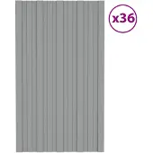 vidaXL Dakpaneel 36 st Grijs 80 x 45 cm Verzinkt staal