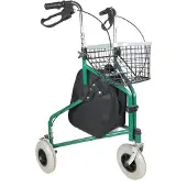 Mobiclinic Caleta - Rollator - Rollator met 3 Wielen - Vergrendelbare Remmen - Looprek met wielen - Stoel en Rugleuning - Opvouwbare en Verstelbare in Hoogte - Lichtgewicht - Mand en Draagtas - Groen