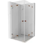 Mexen Lunar-F Duo vouwbare douchecabine 80 x 80 , transparant, rosegoud - 836-080L-080P-60-00