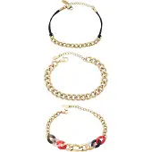 Faina Armband donkerblauw / goud / rood / zwart