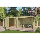 Fjordholz | Tuinhuis QBV3 S 298x210 + Ext 302x298 | Hogedruk Geïmpregneerd Groen