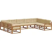 vidaXL Buiten bank set 9 st Natuurlijk en Beige
