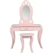 Vdd - Kaptafel - Visagie tafel - Hartje design - Kinderkamer - Incl. krukje - Roze