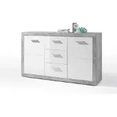 Emob Dressoir Inga 147 cm met 2 deuren & 3 lades - beton/wit