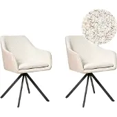 Beliani LITHIA - Set van 2 stoelen - Lichtbeige - Bouclé