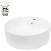 LuxeBath Wastafel 455x185 mm van keramiek incl. afvoerset met overloop