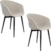 Housecraft living Eetkamerstoel Javie set van 2 | teddystof grijs 52.5x80x63 cm eetkamerstoelen | NADUVI