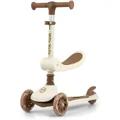 Milly Mally Scooter Fuzzy - Driewieler balansscooter met zitje, LED-lichtwielen, verstelbare stuurstang, veilig en stabiel voor kinderen vanaf 18 maanden