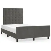 vidaXL Bedframe zonder matras 120x190 cm fluweel donkergrijs