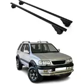 Omac Draagbalken/bagagedragers voor Opel Frontera, modeljaren 1992-2004, basisdragers, metaal, zwart