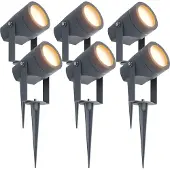 LEDVION - 6X LED Prikspots, Antraciet, IP44, 1W, 3000K, 1M Kabel, Tuinspots Buiten
