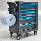 Datona Gereedschapswagen 7 lades + papierrolhouder en 2 rollen werkplaatspapier - Zwart