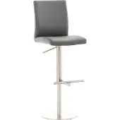 CLP barkruk Cadiz met kunstlederen bekleding, draaibaar en in hoogte verstelbaar, belastbaar tot 240 kg | Kleur: grijs, frame: roestvrij staal