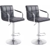 CLP Set van 2 barkrukken Lucy V2, in hoogte verstelbaar en draaibaar | Kleur: zwart, frame: chroom