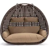 HOME DELUXE Mand hangstoel Polyrattan TWIN - Bruin - Met kussens + ketting