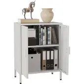 VCM Houten ladekast dressoir highboard dressoirkast draaideuren Flokas S
