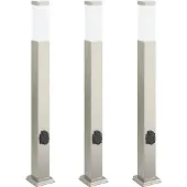 vidaXL Bolderverlichting met stopcontact 3 stuks 80 cm RVS IP44